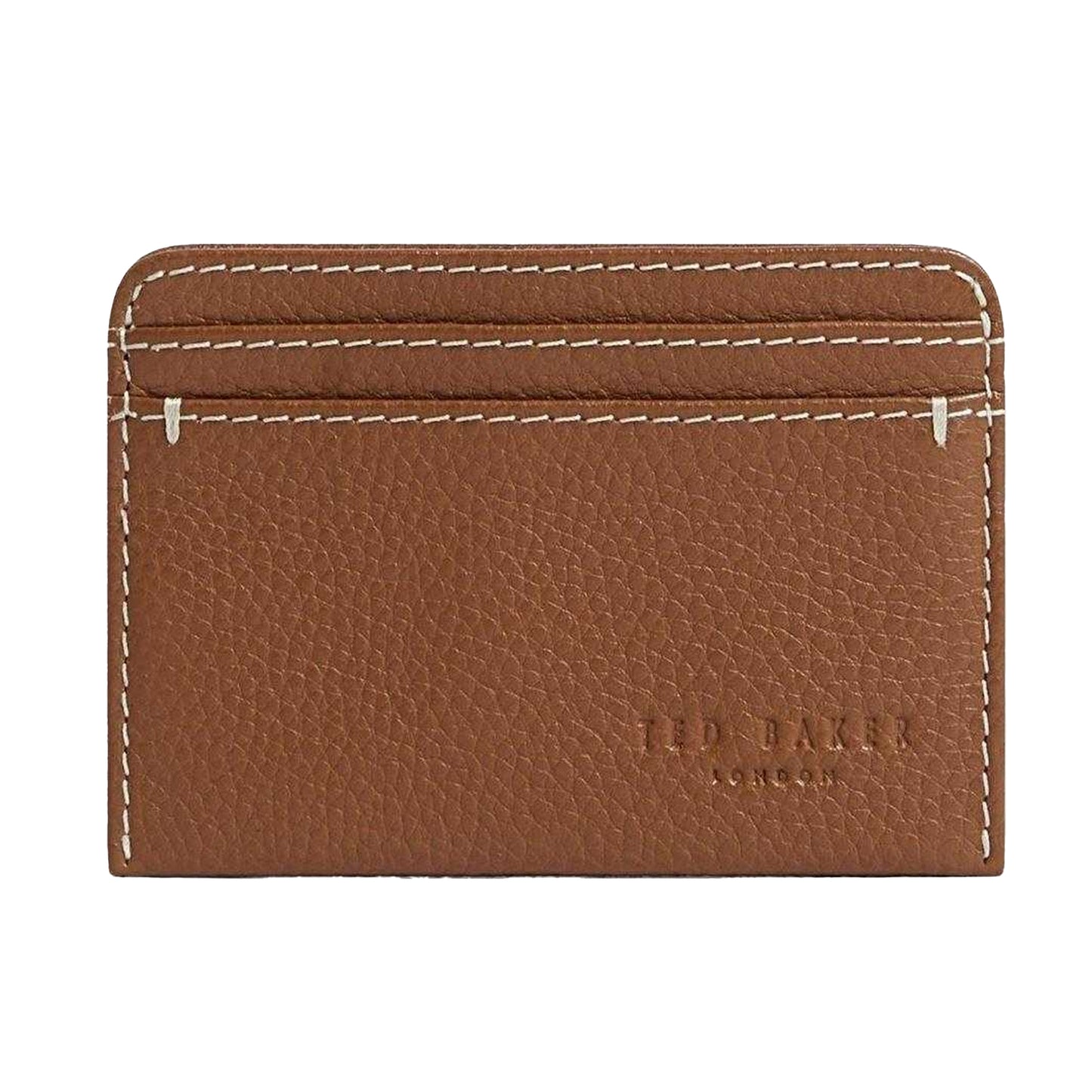 Tan - Front - Ted Baker Pebble Leather Everyday Card Holder