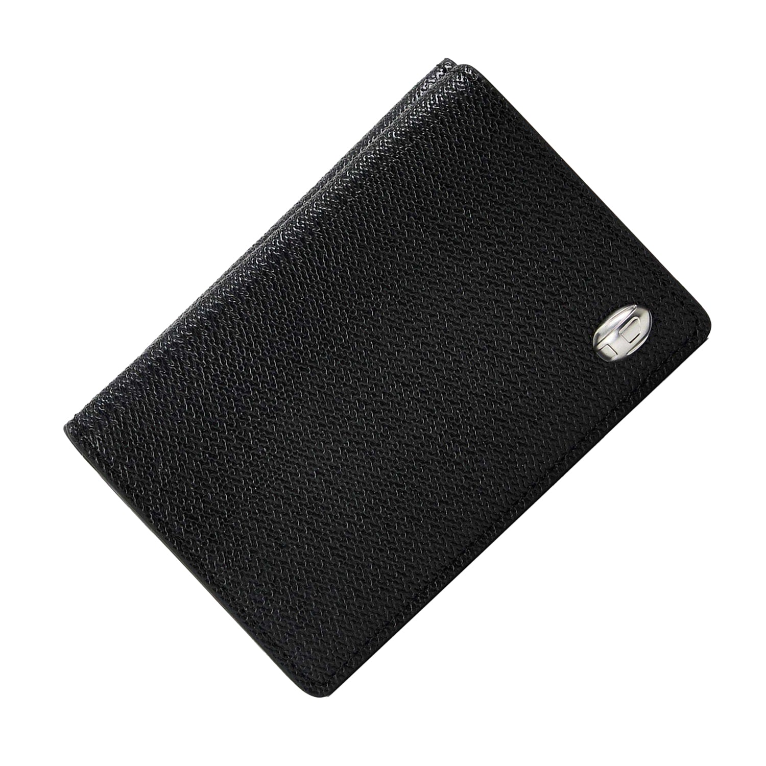 Black - Back - Diesel Tri-Fold Leather Textured Wallet