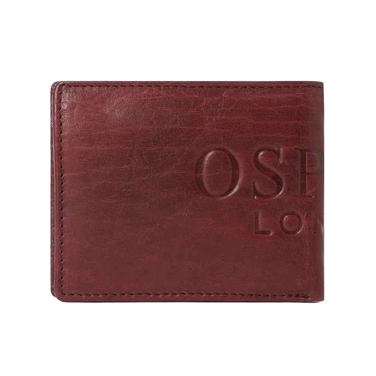 Bordeaux - Front - Osprey Barker Logo Leather Wallet