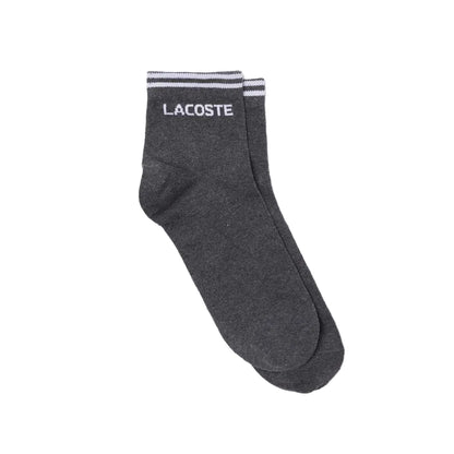 Grey - Side - Lacoste Unisex Adult Low Cotton Sports Socks (Pack of 2)