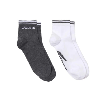 Grey - Front - Lacoste Unisex Adult Low Cotton Sports Socks (Pack of 2)