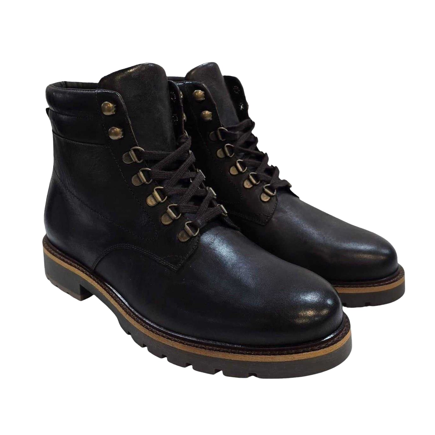 Dark Brown - Pack Shot - Firetrap Mens Portal Leather Hiking Boots