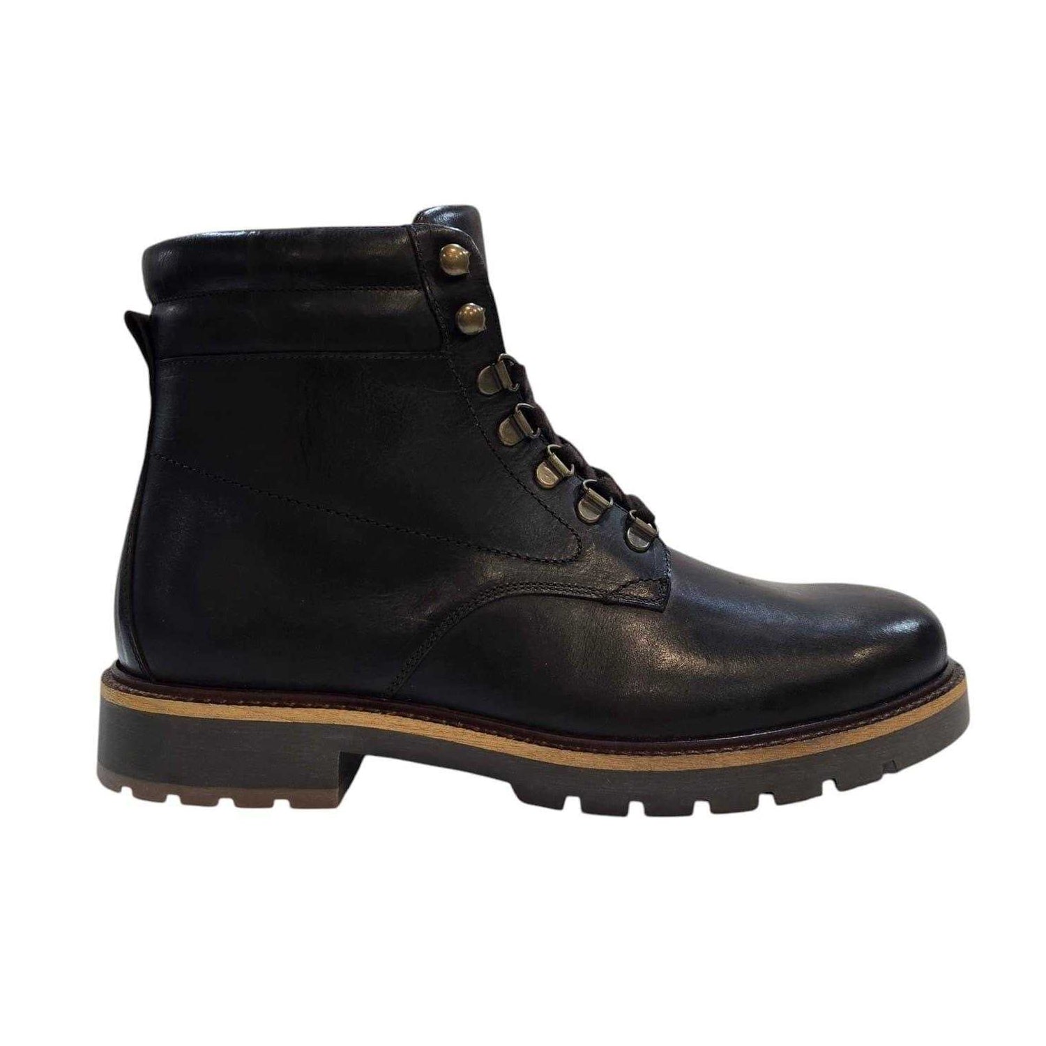 Dark Brown - Front - Firetrap Mens Portal Leather Hiking Boots