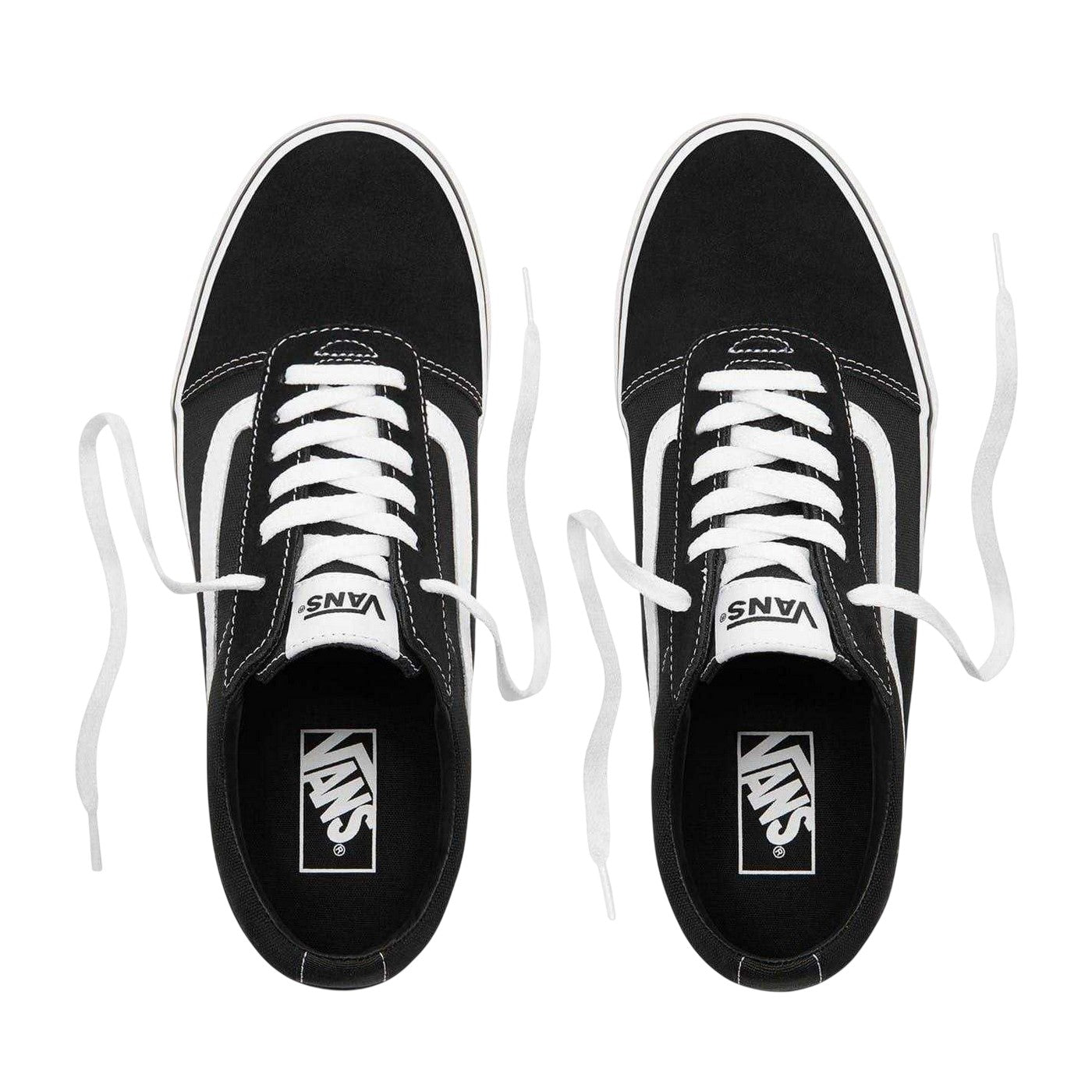 Black-White - Back - Vans Childrens-Kids Ward Suede Low Cut Trainers