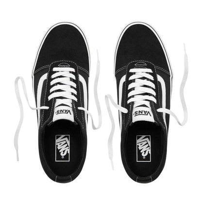 Black-White - Back - Vans Childrens-Kids Ward Suede Low Cut Trainers
