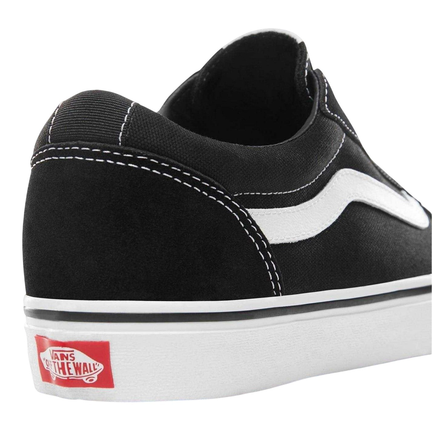 Black-White - Side - Vans Childrens-Kids Ward Suede Low Cut Trainers
