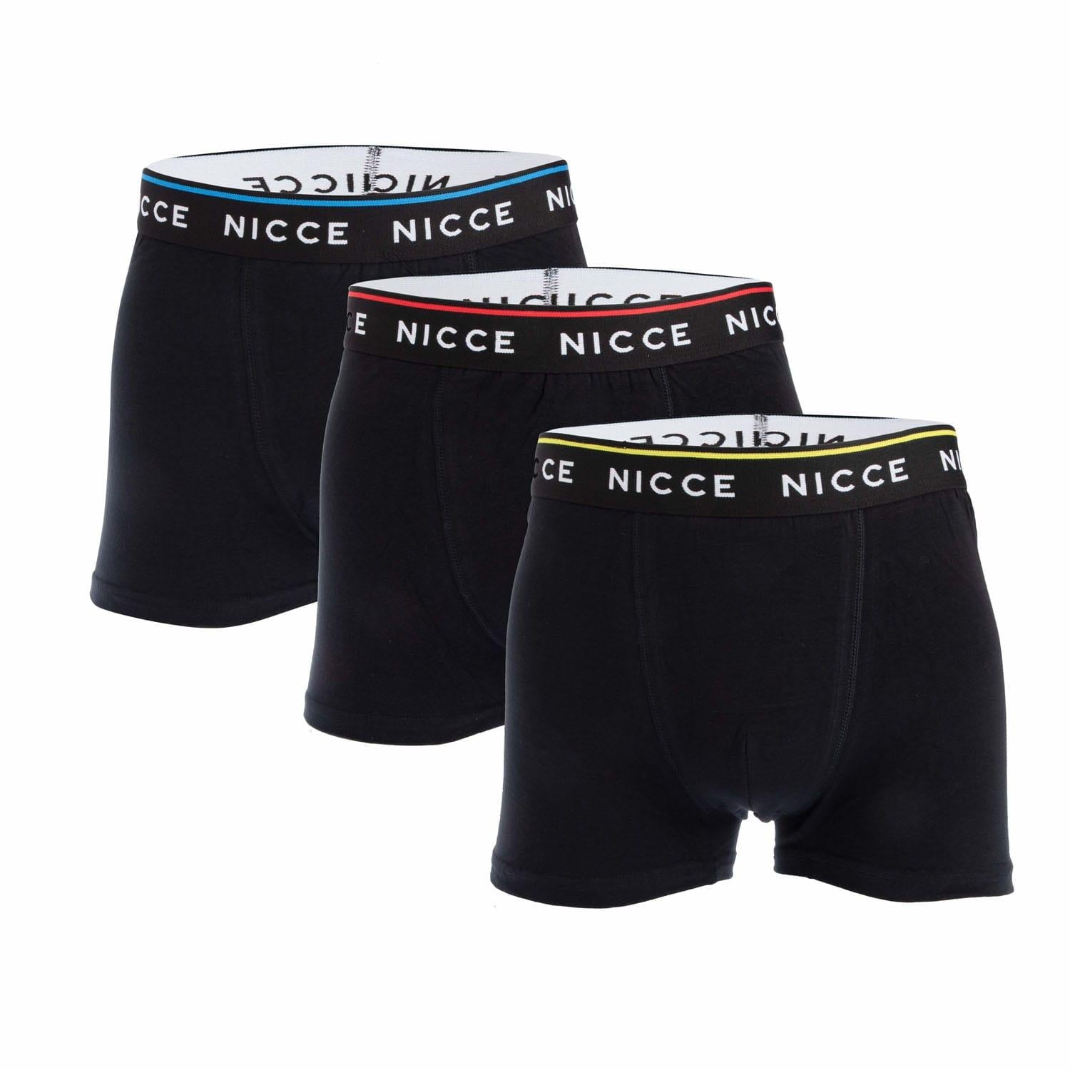 Black - Front - Nicce Mens Balbyn Boxer Shorts (Pack of 3)