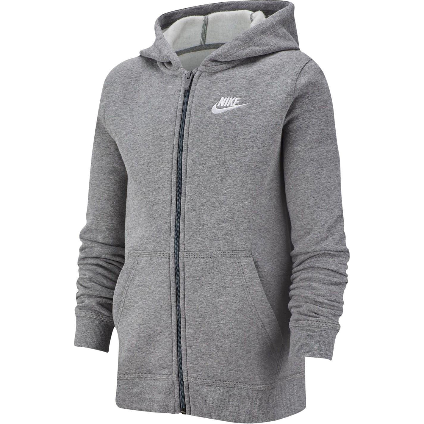 Grey - Front - Nike Childrens-Kids Full Zip Hoodie