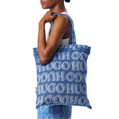 Blue - Back - Hugo Roselyn All-Over Print Denim Tote Bag