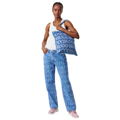 Blue - Side - Hugo Roselyn All-Over Print Denim Tote Bag