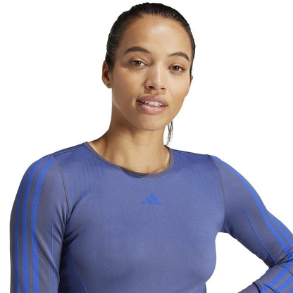 Navy Blue Melange - Side - Adidas Womens-Ladies Long-Sleeved Top