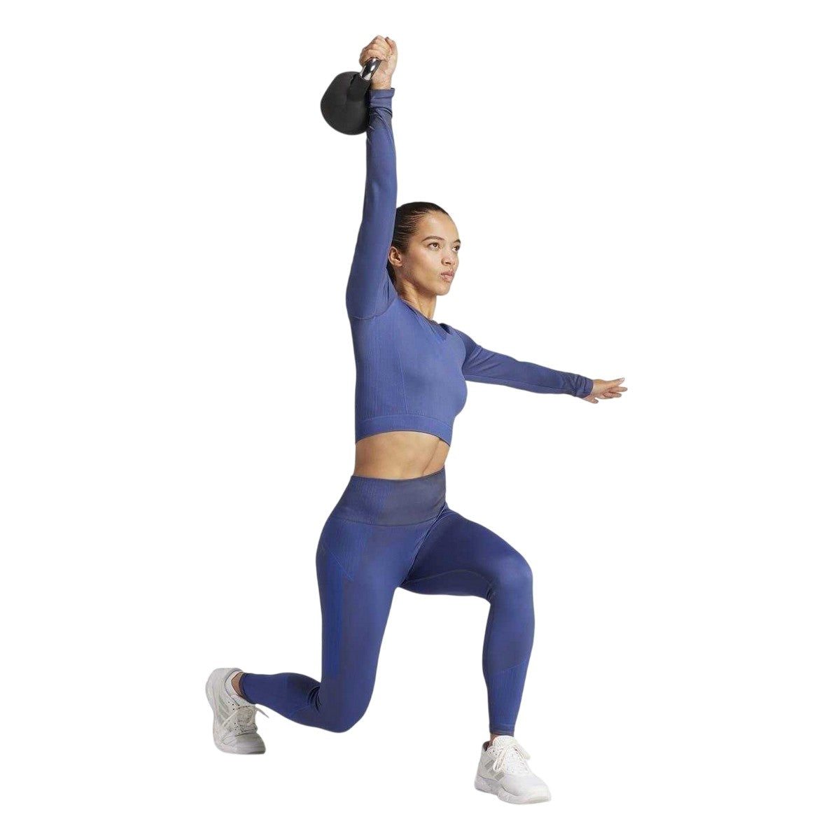 Navy Blue Melange - Pack Shot - Adidas Womens-Ladies Long-Sleeved Top