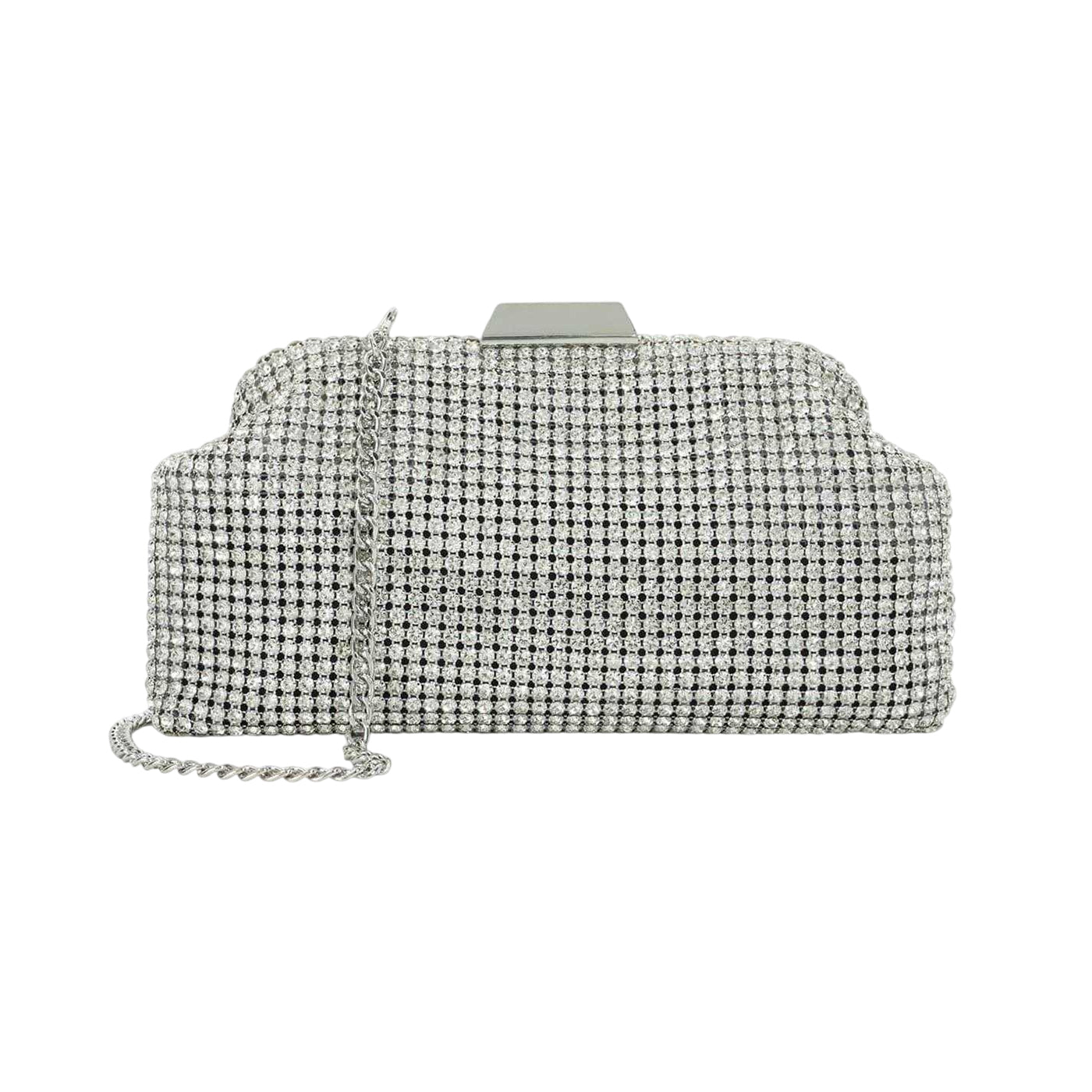 Silver Metallic - Front - Dune London Blingish Metallic Clutch Bag