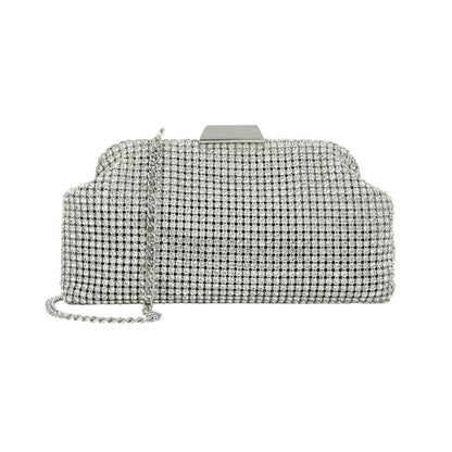 Silver Metallic - Front - Dune London Blingish Metallic Clutch Bag