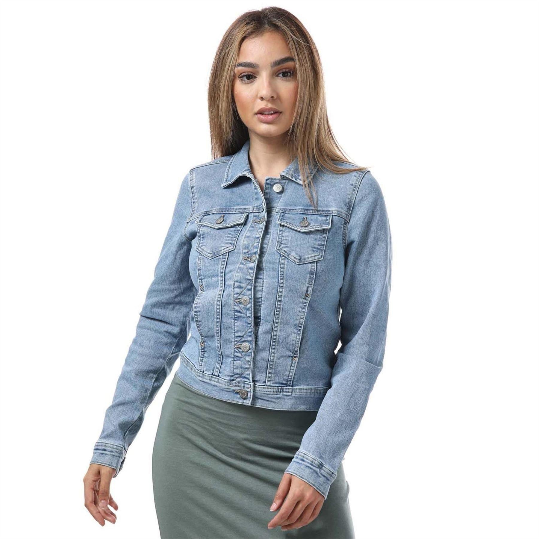 Light Blue Faded - Front - Only Womens-Ladies Wonder Life Denim Jacket