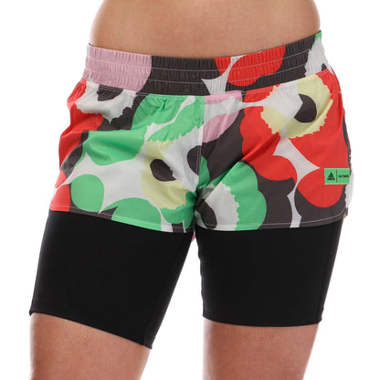 Multicoloured - Front - Adidas Womens-Ladies X Bold Marimekko Running Shorts
