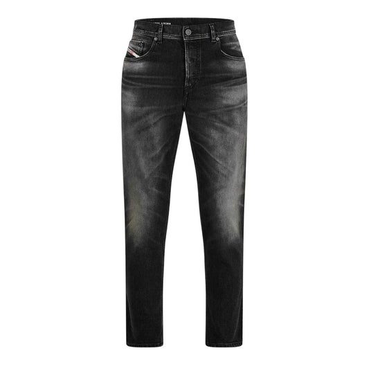Black-Grey Denim - Front - Diesel Mens D-Finitive Cotton Blend Tapered Jeans