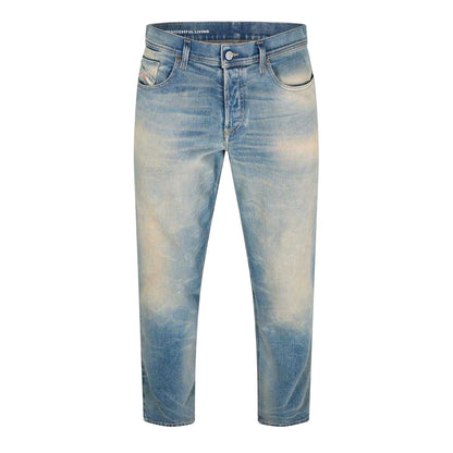 Blue Denim - Front - Diesel Mens D-Finitive Cotton Blend Tapered Jeans