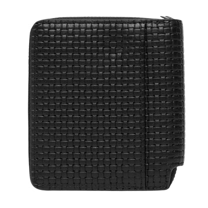 Black - Back - Calvin Klein Basket Weave Leather Wallet