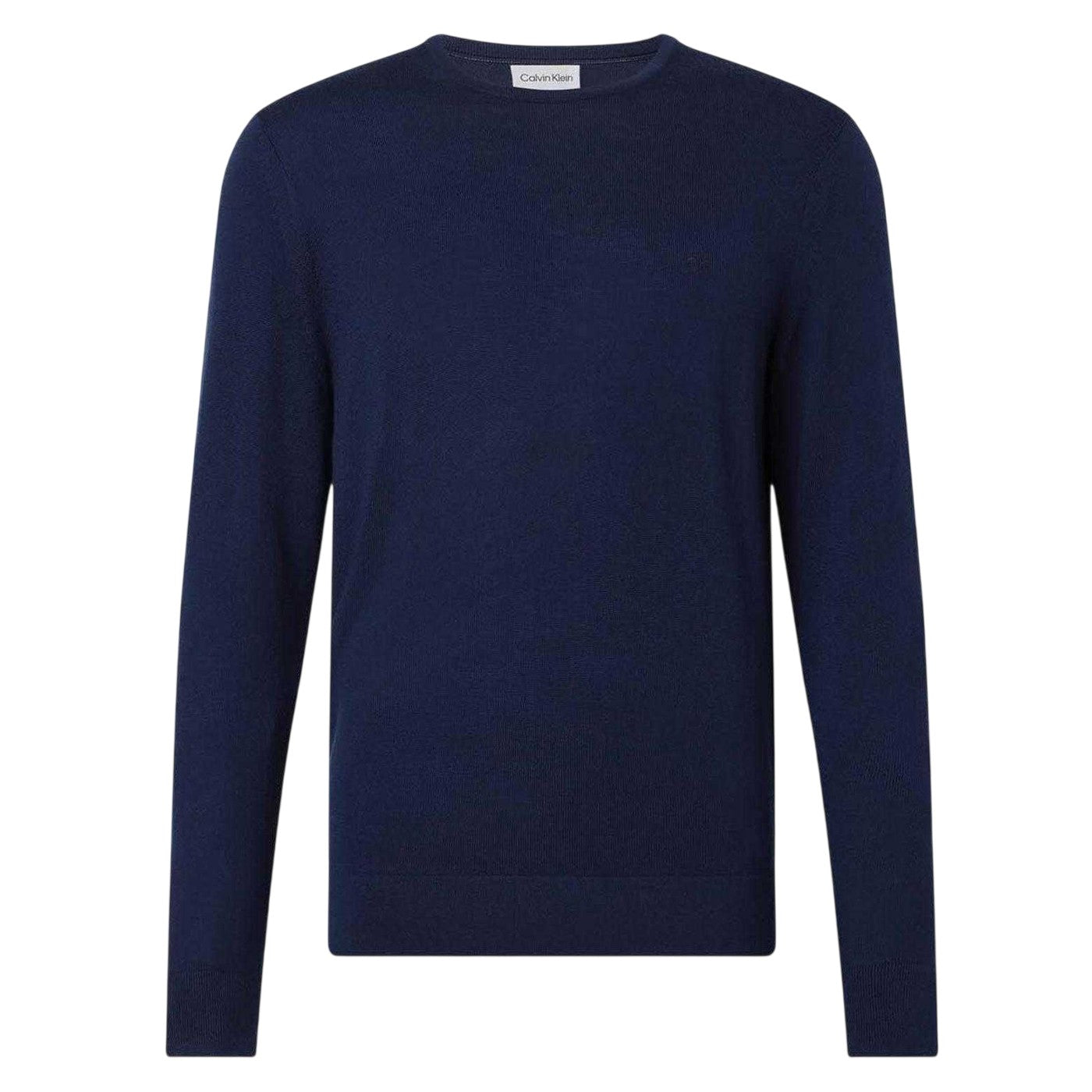 Navy - Front - Calvin Klein Mens Merino Wool Regular Jumper