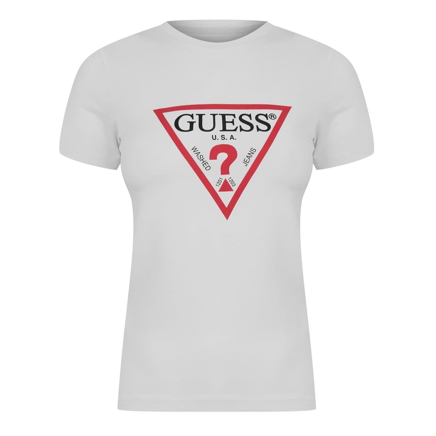 Pure White - Front - Guess Womens-Ladies Logo Cotton T-Shirt