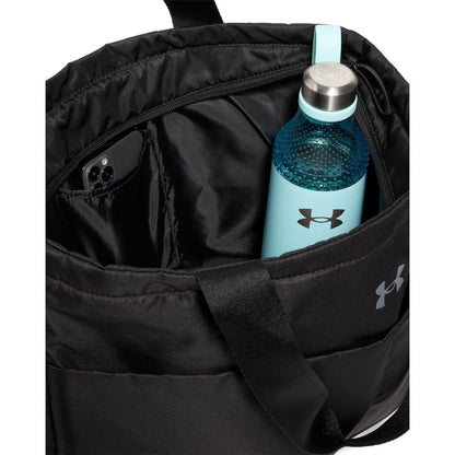 Black-Grey - Side - Under Armour Studio Lite Logo Gym Tote Bag