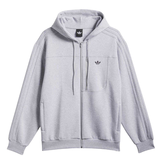 Grey - Front - Adidas Unisex Adult Originals Long-Sleeved Full Zip Hoodie