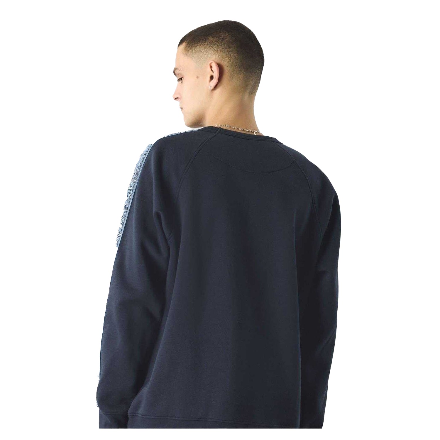 Navy - Back - Pretty Green Mens Paisley Regular Raglan Sweatshirt