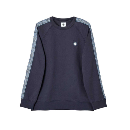 Navy - Front - Pretty Green Mens Paisley Regular Raglan Sweatshirt