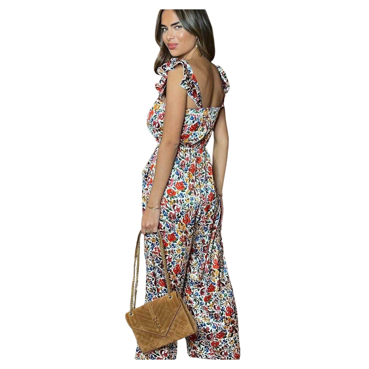 Floral-Multicoloured - Back - AX Paris Womens-Ladies Floral Polyester Jumpsuit