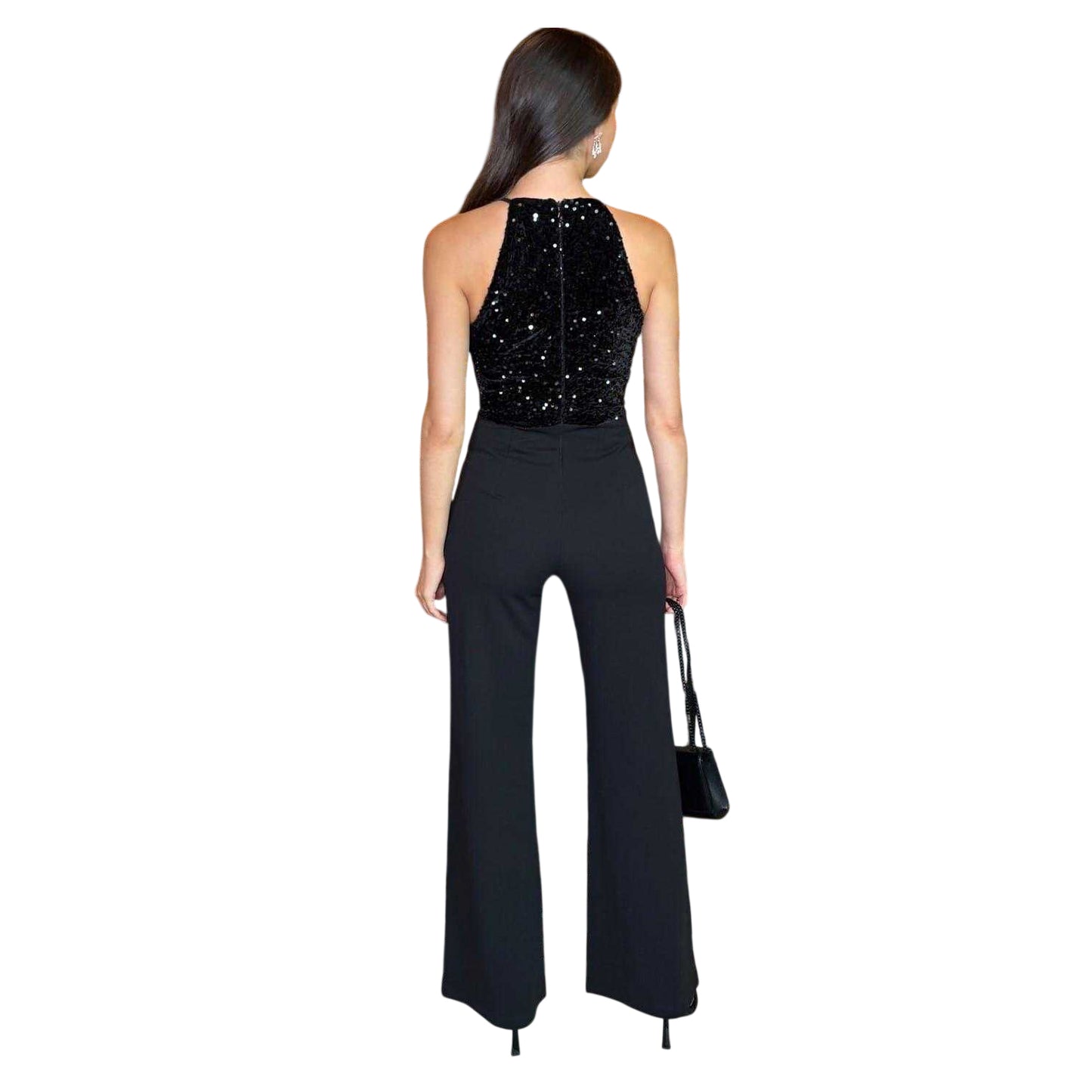 Black - Back - AX Paris Womens-Ladies Velvet Party Jumpsuit