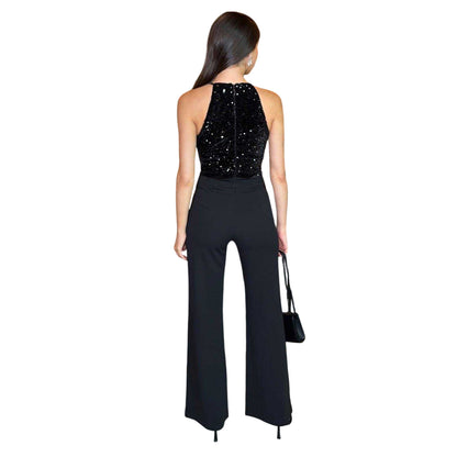 Black - Back - AX Paris Womens-Ladies Velvet Party Jumpsuit