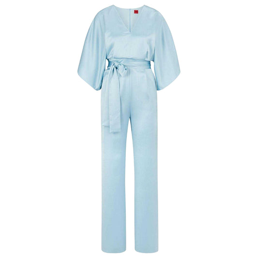 Light Blue - Front - Hugo Boss Womens-Ladies Kalaisa-1 Kimono Sleeve Jumpsuit