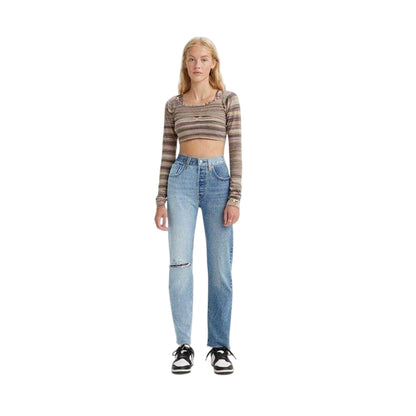 Two Tone Blue-Indigo - Side - Levis Womens-Ladies 501 Original Jeans