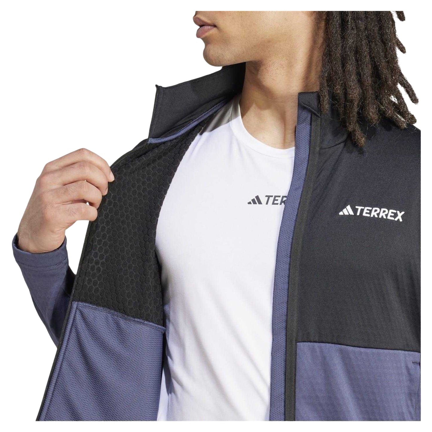 Navy-Black - Side - Adidas Mens Terrex Fleece Jacket
