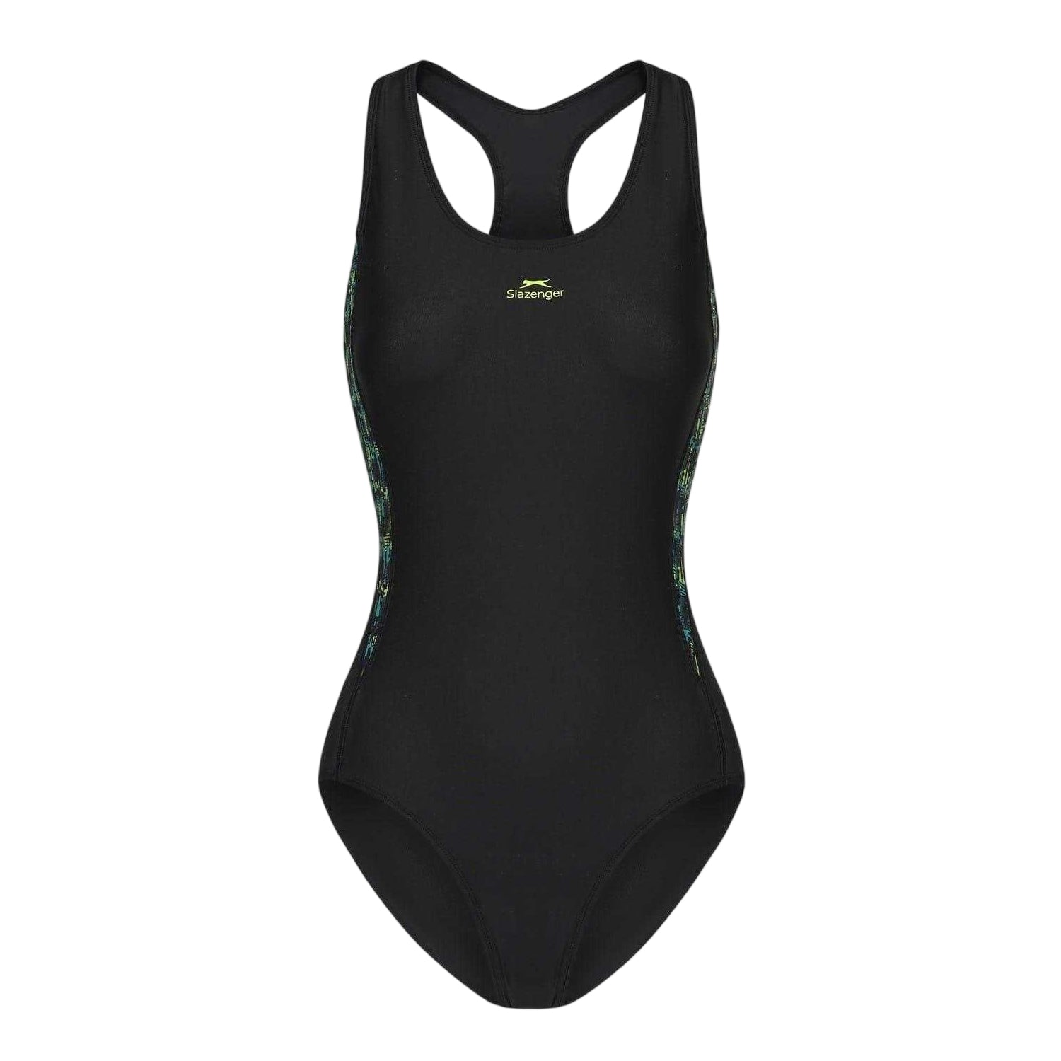 Black-Green Print - Front - Slazenger Womens-Ladies One Piece Swimsuit