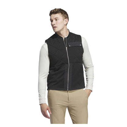Black - Lifestyle - Adidas Mens Golf Quilted Recycled Polyester Gilet