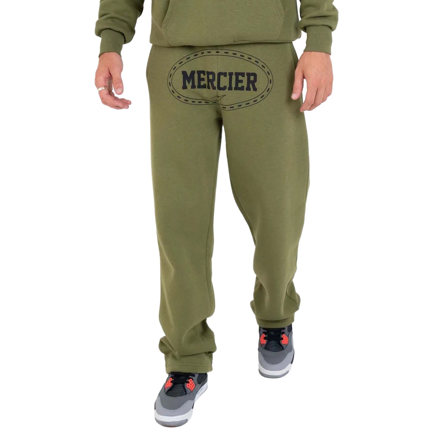 Khaki Green - Front - Mercier Mens Maison Jogging Bottoms