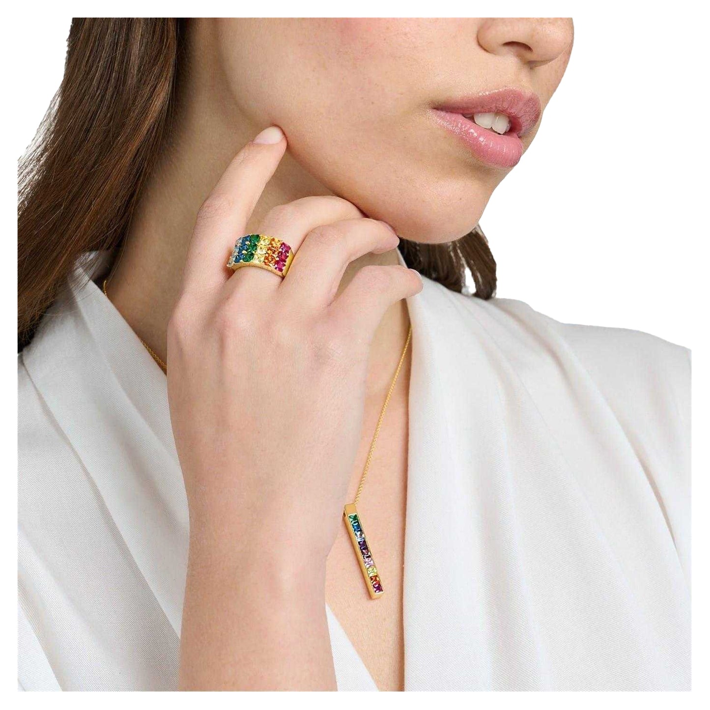 Ruby-Sapphire-Emerald - Back - Thomas Sabo Womens-Ladies Gold Plated Metal Square Everyday Ring
