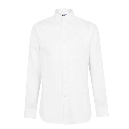White - Front - Haines and Bonner Mens Oxford Cotton Slim Button-Down Shirt