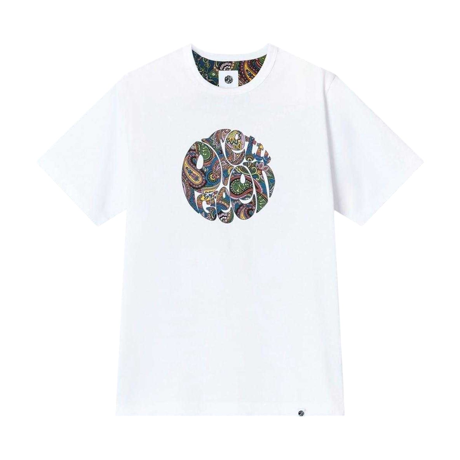 White - Front - Pretty Green Mens Paisley Cotton Regular Casual T-Shirt
