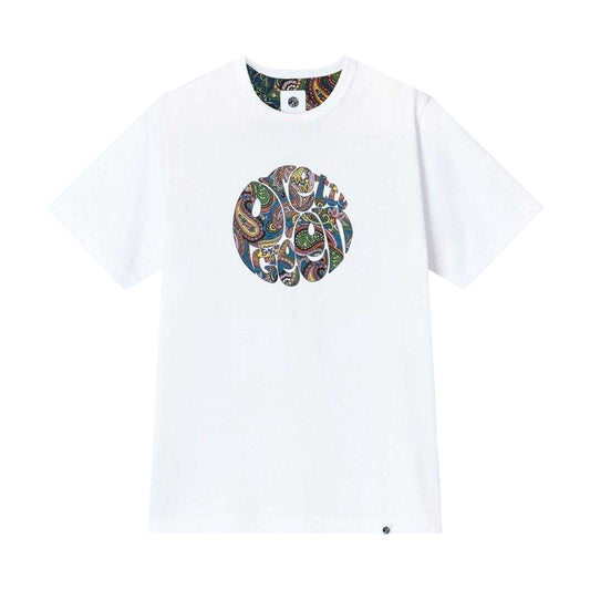 White - Front - Pretty Green Mens Paisley Cotton Regular Casual T-Shirt