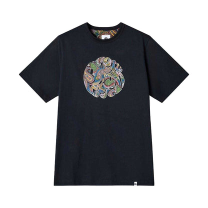 Black - Front - Pretty Green Mens Paisley Cotton Regular Casual T-Shirt