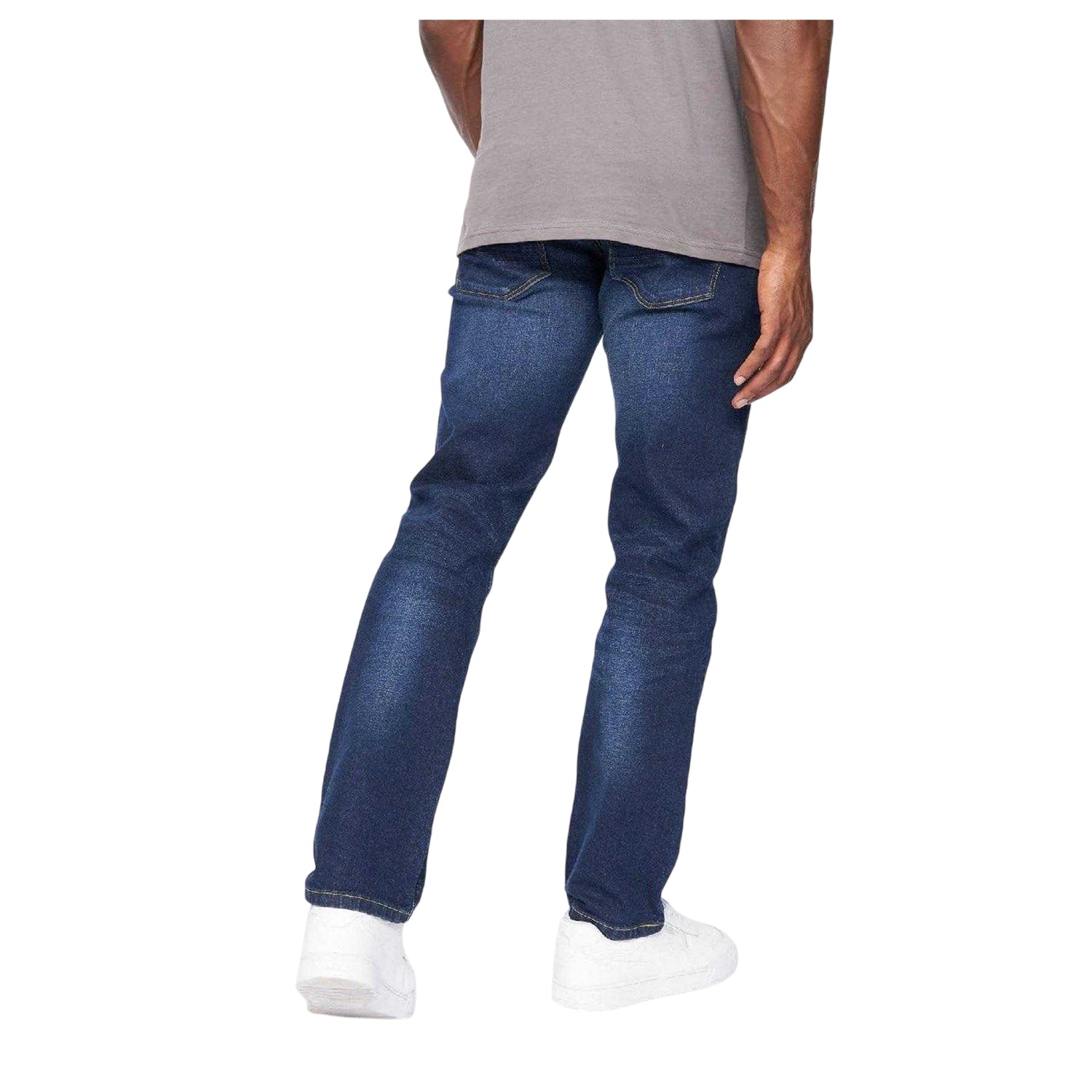 Blue - Back - Crosshatch Mens Cadman Straight Jeans