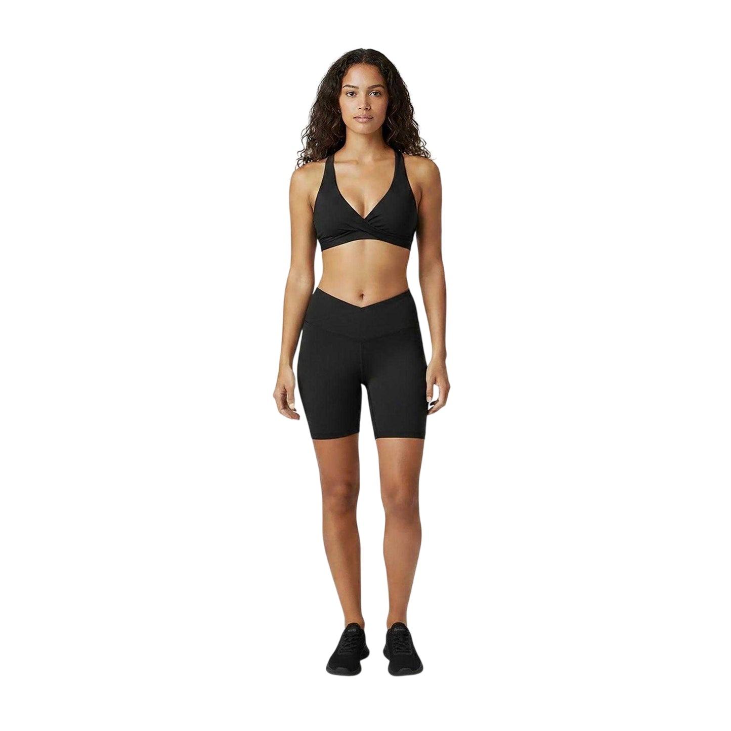 Black - Lifestyle - USA Pro Womens-Ladies Wrap Front High Waist Cycling Shorts