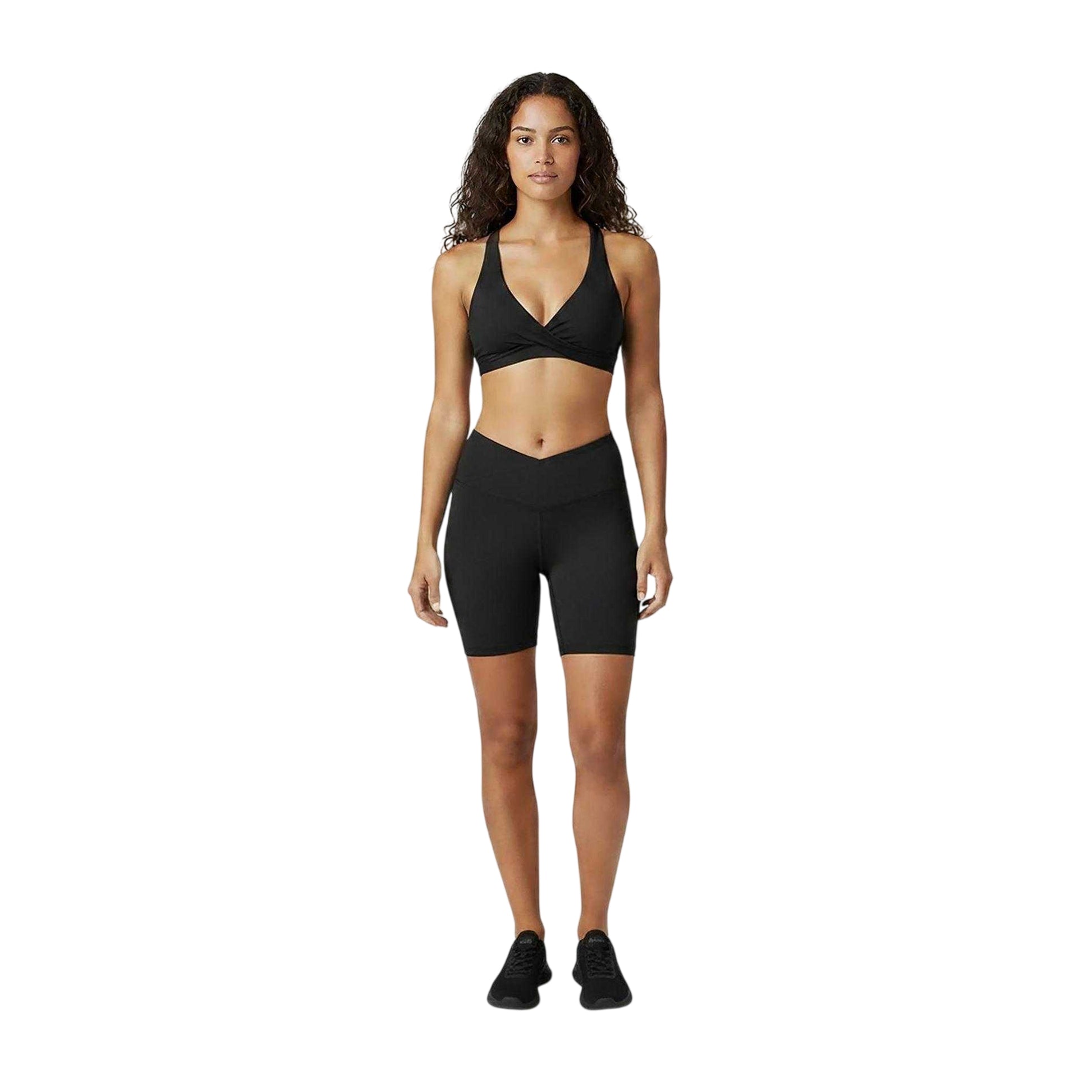 Black - Lifestyle - USA Pro Womens-Ladies Wrap Front High Waist Cycling Shorts