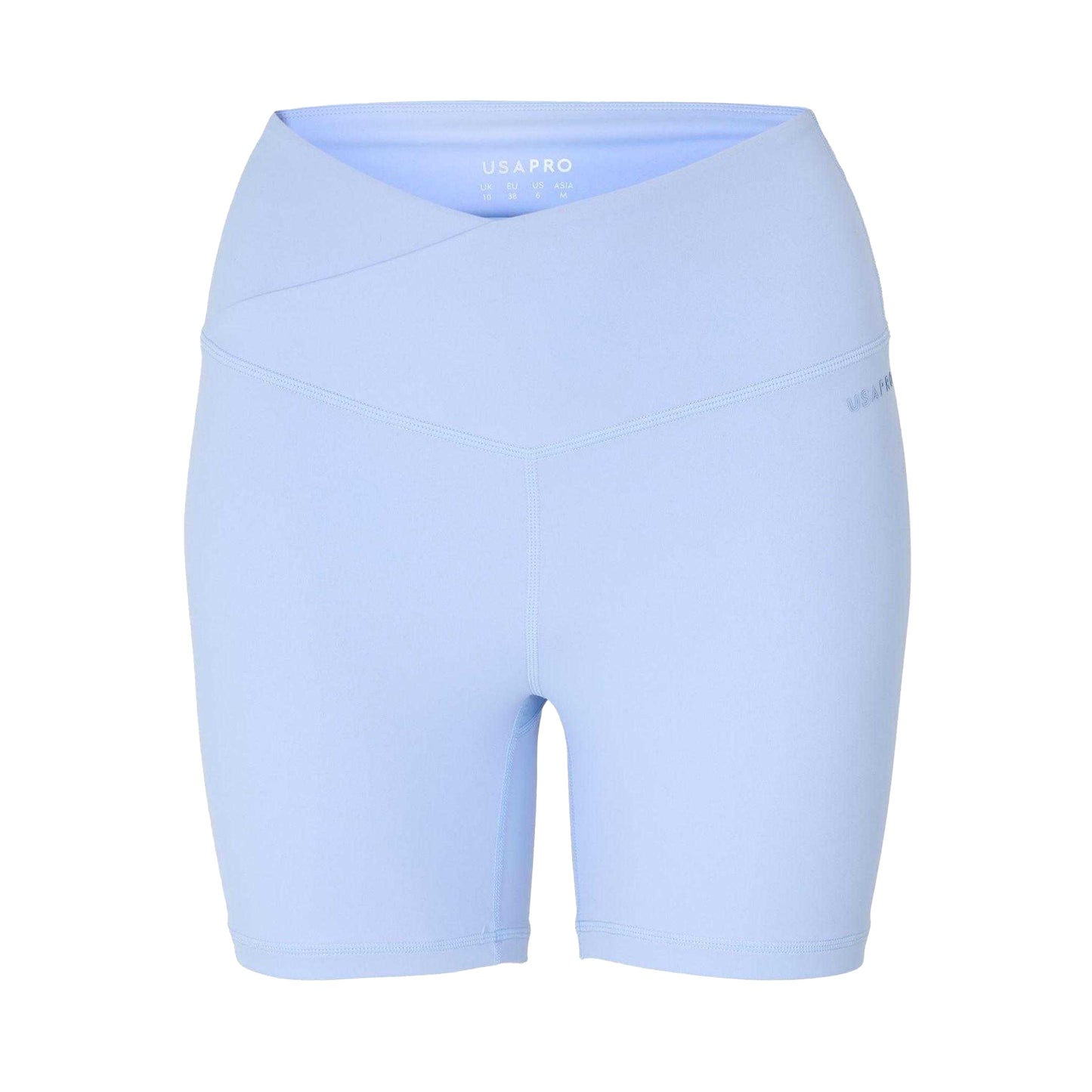 Brunnera Blue - Front - USA Pro Womens-Ladies Wrap Front High Waist Cycling Shorts