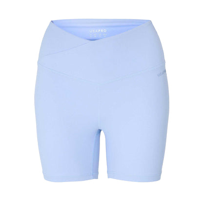 Brunnera Blue - Front - USA Pro Womens-Ladies Wrap Front High Waist Cycling Shorts