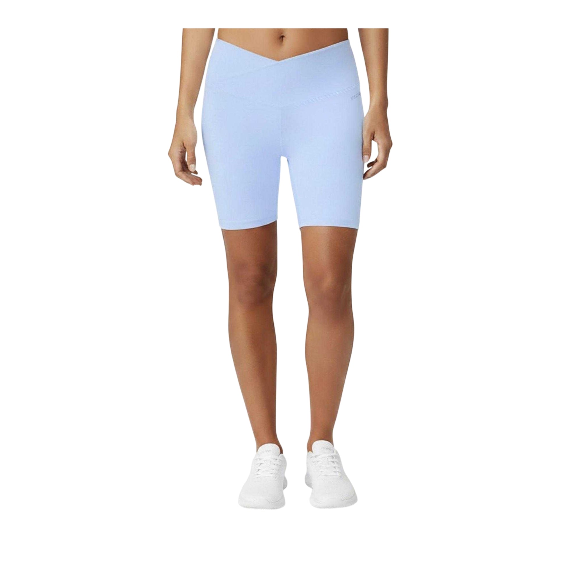 Brunnera Blue - Side - USA Pro Womens-Ladies Wrap Front High Waist Cycling Shorts