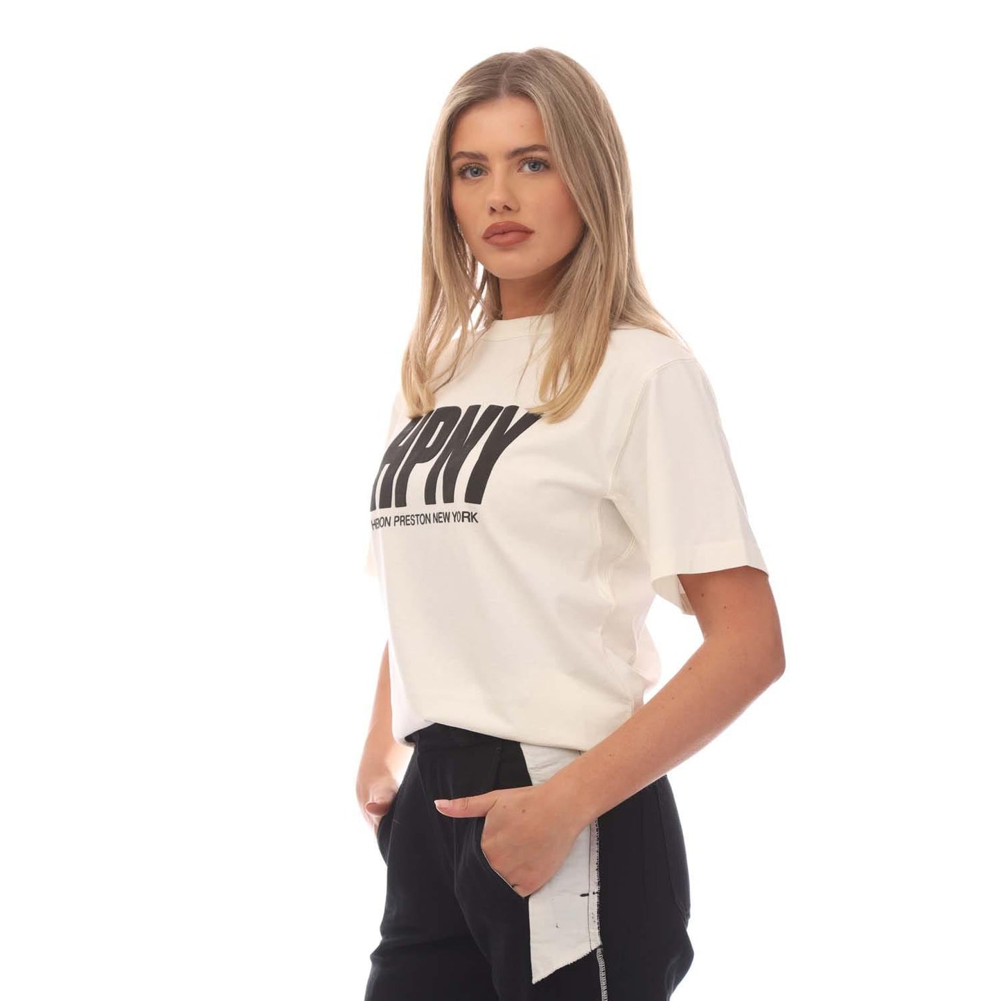 White-Black - Side - Heron Preston Womens-Ladies Regular T-Shirt